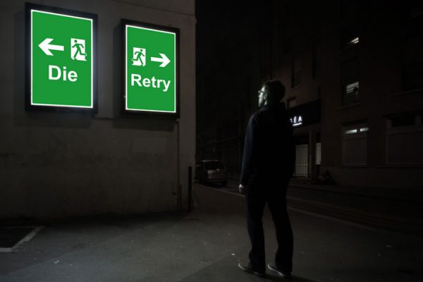Vignette Die and retry - photographie conceptuelle de nuit